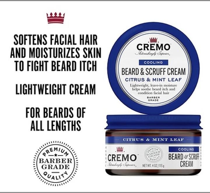 Cremo Beard & Scruff Cream Cooling Citrus & Mint Leaf 4oz