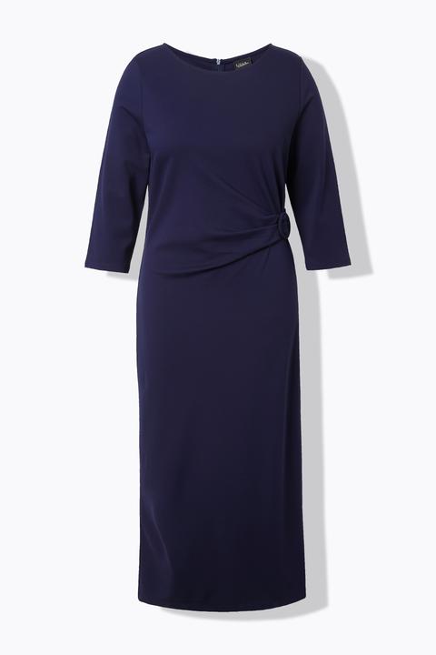 Image du produit Ulla Popken Robe midi point de Rome, drapé, encolure bateau et manches 3/4 (60)