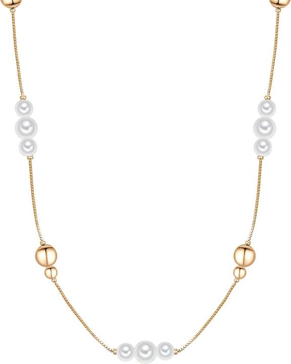Lulu & Jane Damen Messing Muschelkernperle gelbgold 90,0 cm - 29461 (Messing, 90 cm)