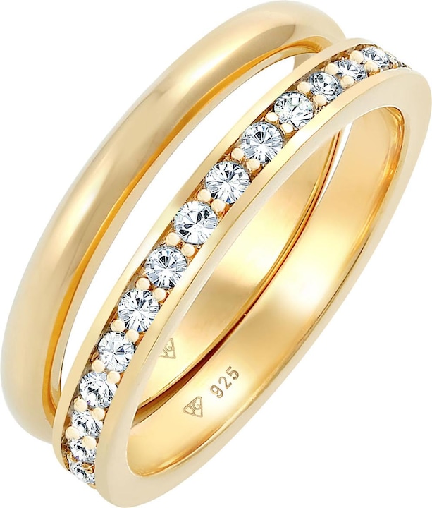 Elli Ring Kristalle Memoire Bandring Basic 2er Set 925 Silber