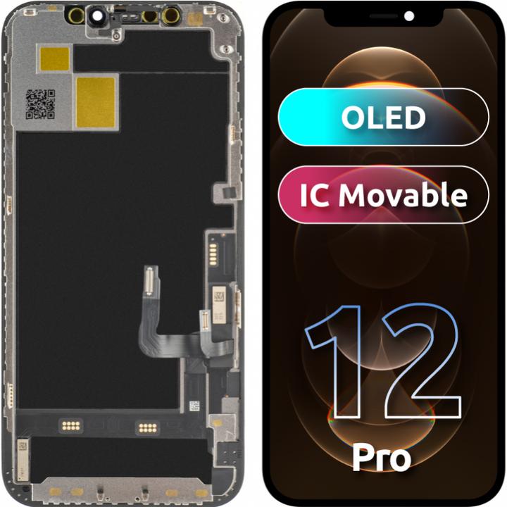 Produktbild JK Display Unit für iPhone 12 / 12 Pro, OLED IC Version, Schwarz (Display, Apple iPhone 12, Apple iPhone 12 Pro)