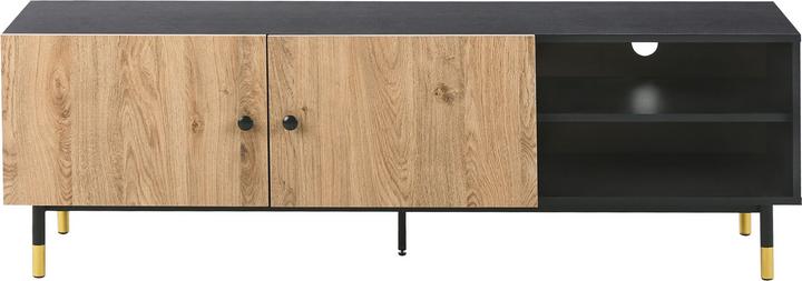 Image du produit Beliani Meuble TV noir avec bois clair ABILEN (150 x 40 x 48 cm)