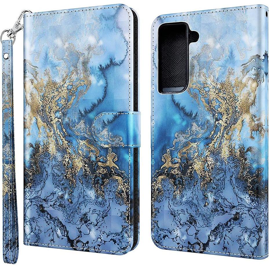 Cover-Discount Galaxy S21 FE - Etui Glitzer Effekt Marble (Samsung Galaxy S21 FE), Smartphone Hülle, Mehrfarbig