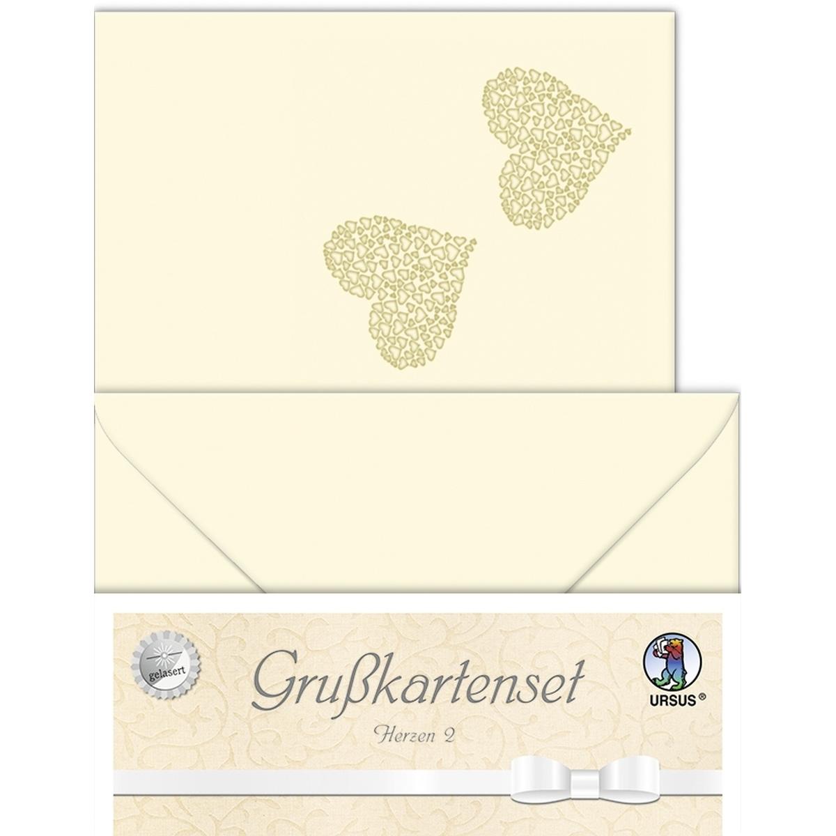Ursus, Grusskarte + Briefpapier, Blankokarte Herzen chamois (1 Stk.)