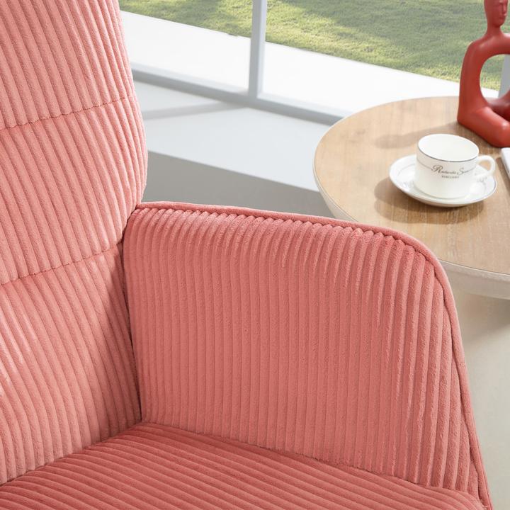 Image du produit Homcom Schaukelstuhl Kord (100% Polyester), Buchenholz, Stahl, Schaumstoff Rosa