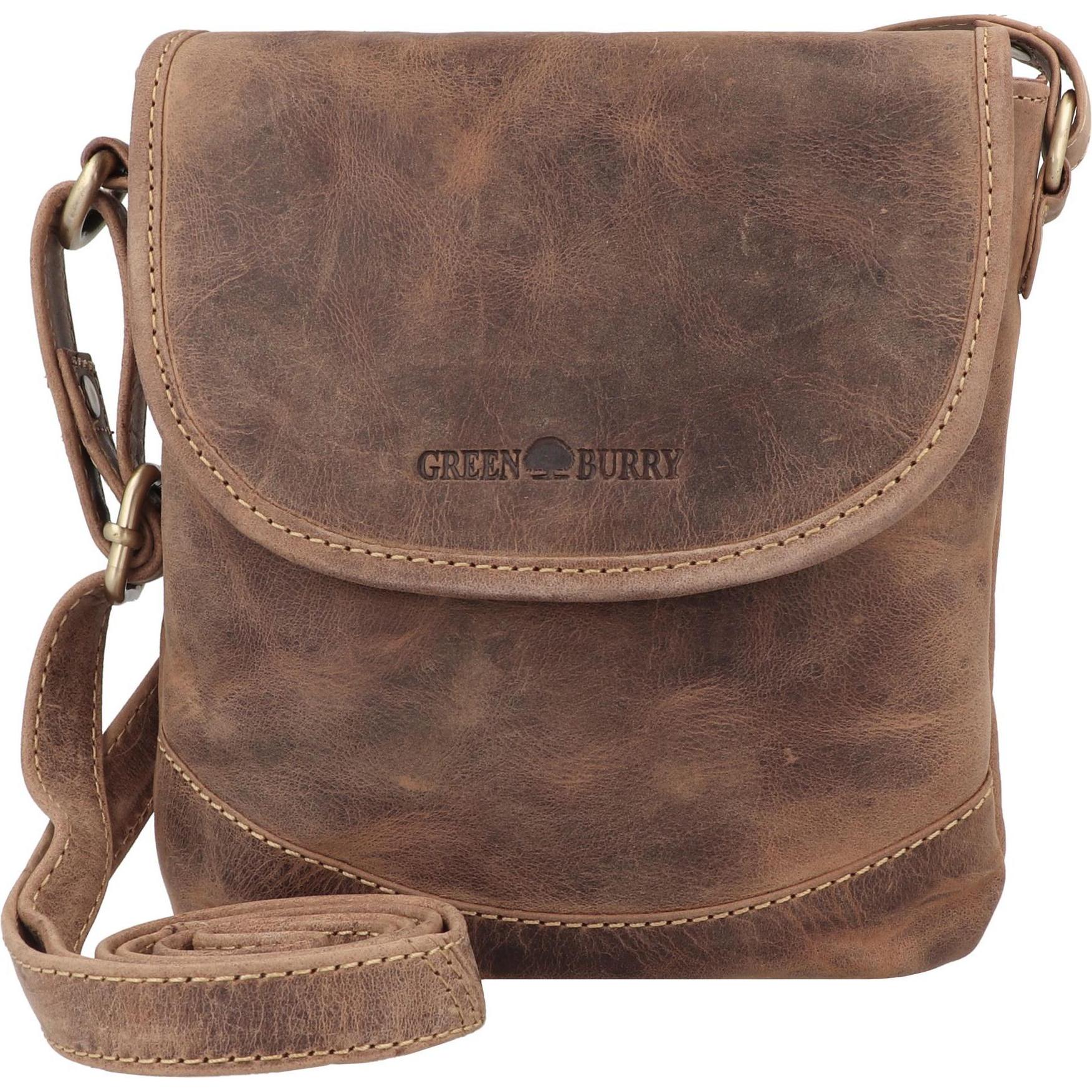 Greenburry, Handtasche, Vintage Umhängetasche II Leder 17 cm, Braun