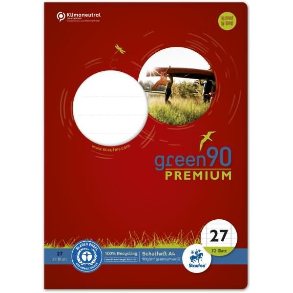 Actual product image Staufen Exercise book green ruled 27 lined DIN A4 inner and outer margin, 32 sheets (A4, Lined, Hardcover)