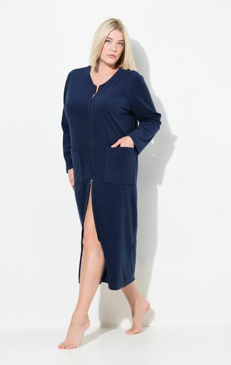 Image du produit Ulla Popken Peignoir en tissu éponge, doux et confortable - fermeture à glissière à double sens (50, 52)