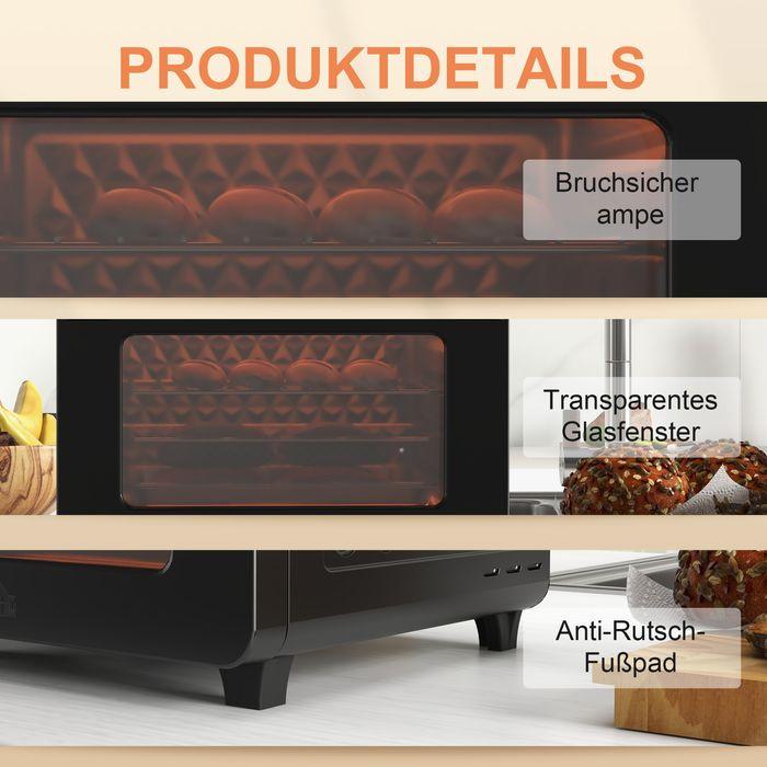 Actual product image Swisshandel24 Minibackofen 20L, Mini Ofen, 40-220°C, 17 Modi, Timer, 36x37x34,5cm, Schwarz
