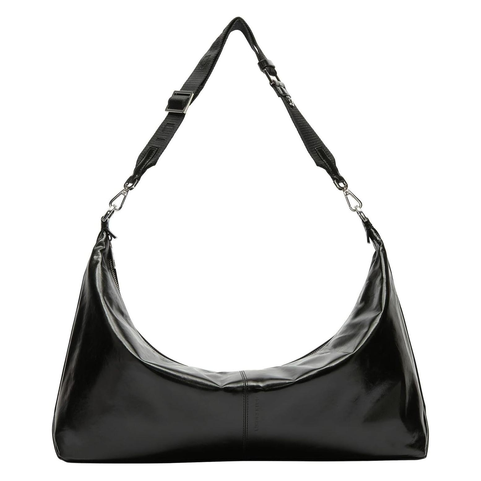 Liebeskind Berlin, Damen, Handtasche, L-Paris 4 Pt Crinkle-Black Hobo, Schwarz