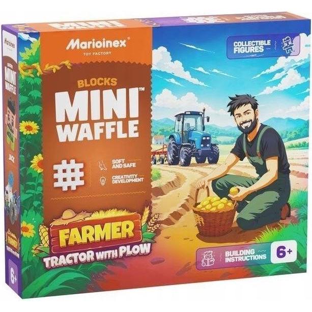 Marioinex Mini Waffle 50el Farmer Traktor mit Pflug