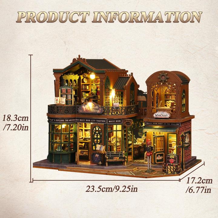 Image du produit Activity Board DIY Miniature Dollhouse Kit, Wooden Dollhouse Construction Kit, Miniature House Kit with LED Light