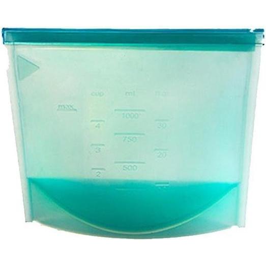 JTI Wiederverwendbarer Silikon-Druckverschlussbeutel mit Messung - Blau, Lebensmittelverpackung, Blau