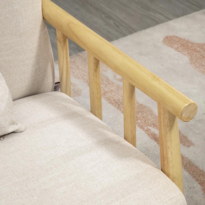 Produktbild Homcom 2 Sitzer Sofa Polyester, Gummiholz Beige (2-Sitzer)