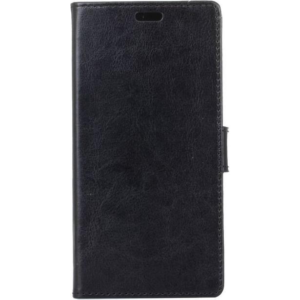 MU Classic Crazy Horse Leder Bookcover Series (HTC U Play), Smartphone Hülle, Schwarz