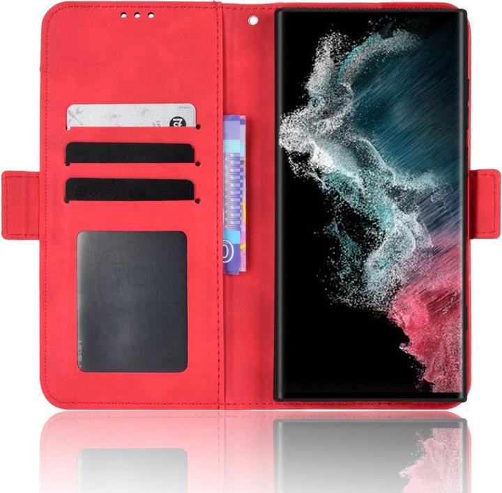 Produktbild Cover-Discount Galaxy S22 Ultra - Etui mit vielen Kartenfächer rot (Samsung Galaxy S22 Ultra)