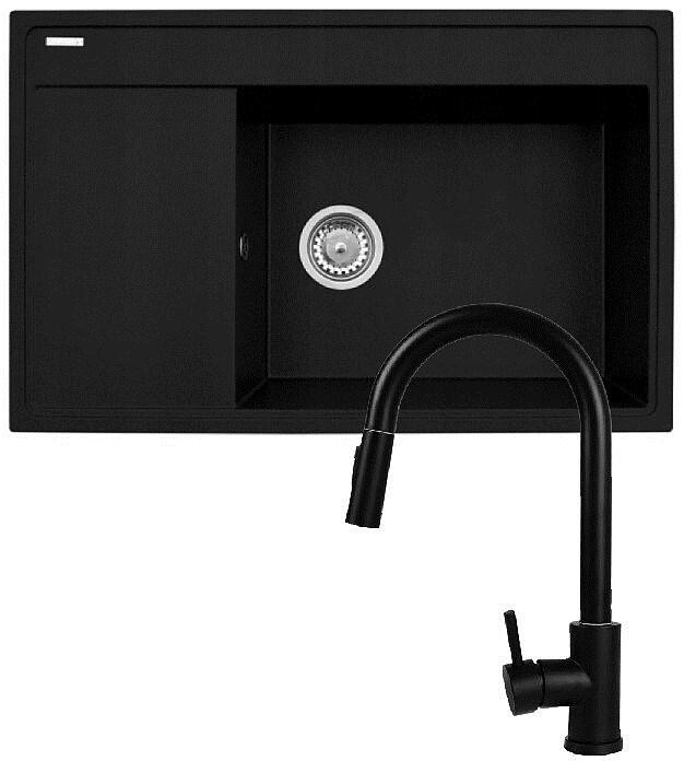 Produktbild Pyramis Zestaw - Zlewozmywak CAMEA (79x50) 1B 1D R + Bateria IDEA Black Edition - 070168502BE - Volc (50 cm, 79 cm)