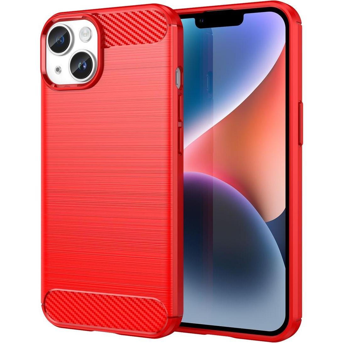 König Design Hülle Handy Schutz für Apple iPhone 15 Plus Case Cover Tasche Etui Carbon Bumper (Apple iPhone 15 Plus), Sm...