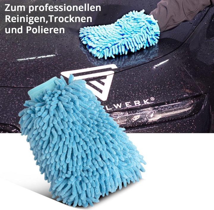 Produktbild Stahlwerk Autowaschhandschuh 5er Set Reinigungshandschuh Mikrofaser Schwamm