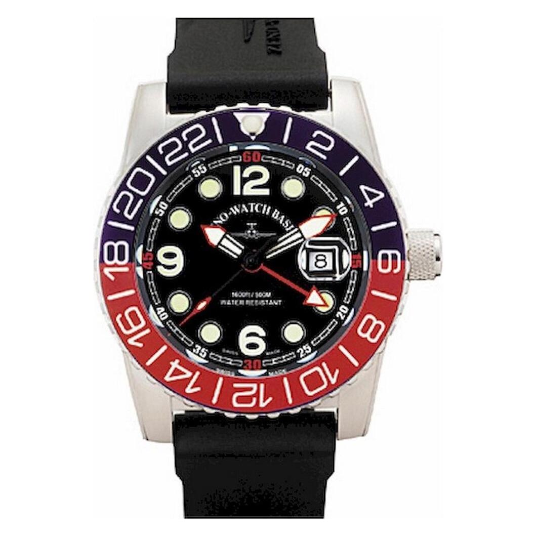 Zeno-Watch Basel, Armbanduhr, Airplane Diver Quartz Gmt 6349Q-Gmt-a1-47, Schwarz, (Analoguhr, 45 mm)