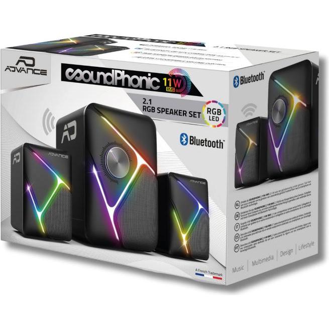 Thumbnail - Advance Enceintes 2.1 sans fil SoundPhonic RGB (Noir), PC Lautsprecher, Schwarz