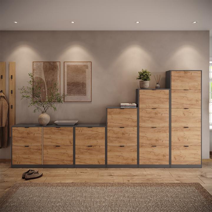 Produktbild Vicco Schuhkipper Gizmo, Goldkraft Eiche/Anthrazit, 59 x 77.6 cm mit 2 Fächern (22 x 59 x 77.60 cm)