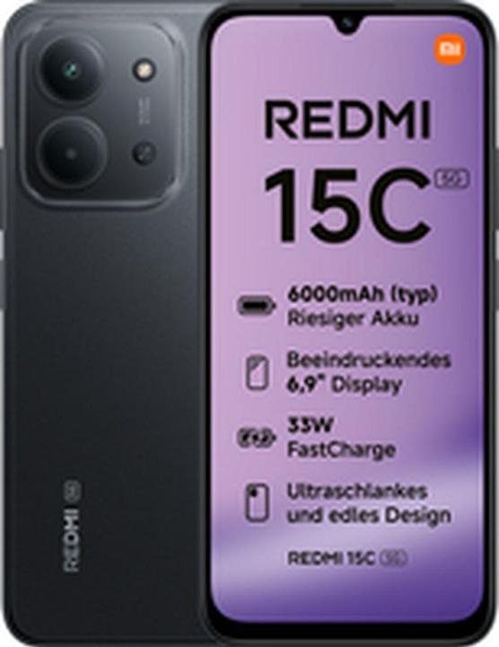 Actual product image Xiaomi Redmi 15C (128 GB, Midnight Black, 6.90", Dual SIM, 5G)