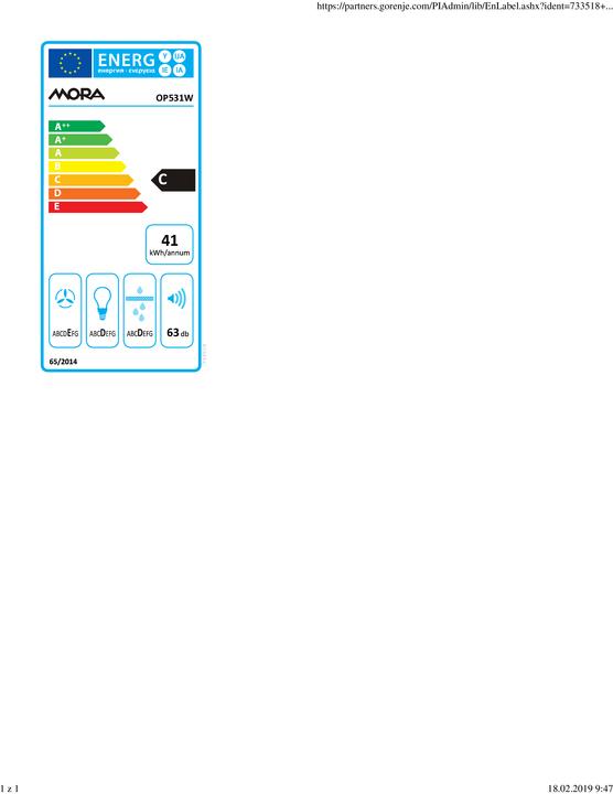 Energie-Label Mora & Memo OP 531 W (Wandhaube)