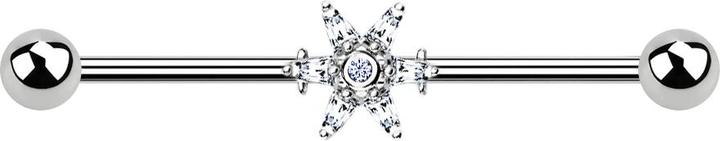 Immagine prodotto Star Piercing Barbell silber mit Prinzessin (Ottone, Acciaio chirurgico 316L)