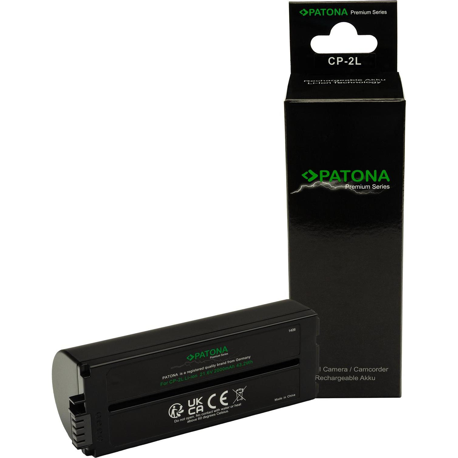 Patona Batteria ricaricabile premium Canon CP-2L (Batteria della fotocamera), Alimentatore fotocamera, Nero