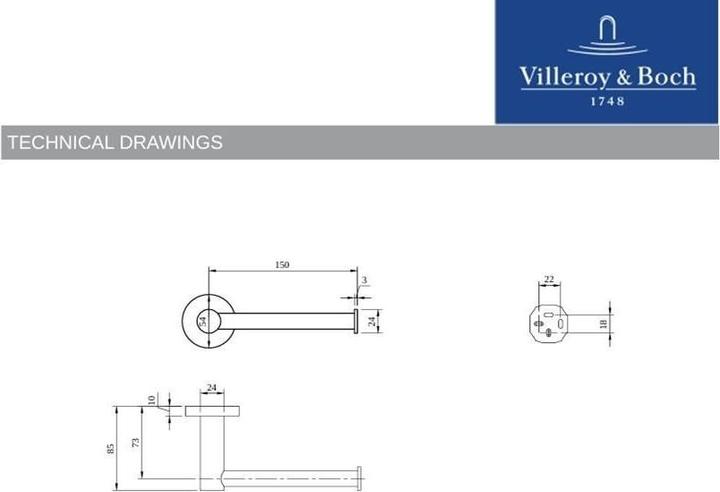 Actual product image Villeroy & Boch Elements - Tender toilet roll holder without lid, 177 x 83 x 54 mm