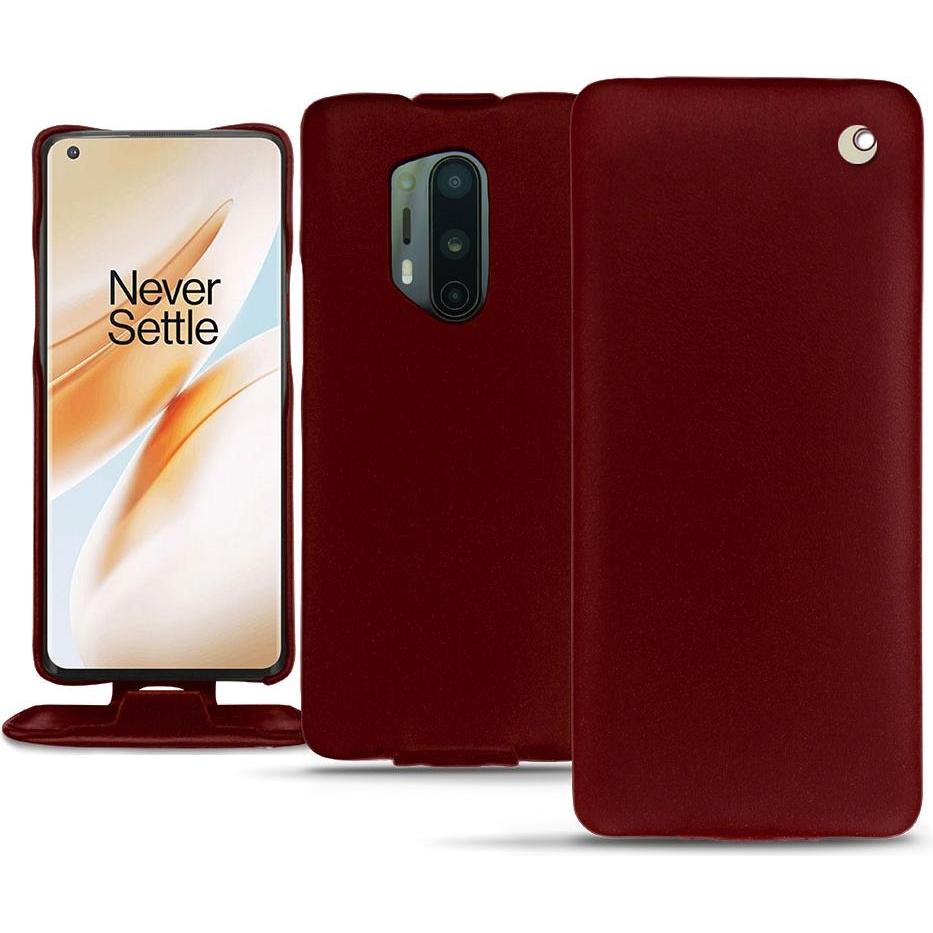 Noreve Lederschutzhülle vertikal (OnePlus 8 Pro), Smartphone Hülle, Rot