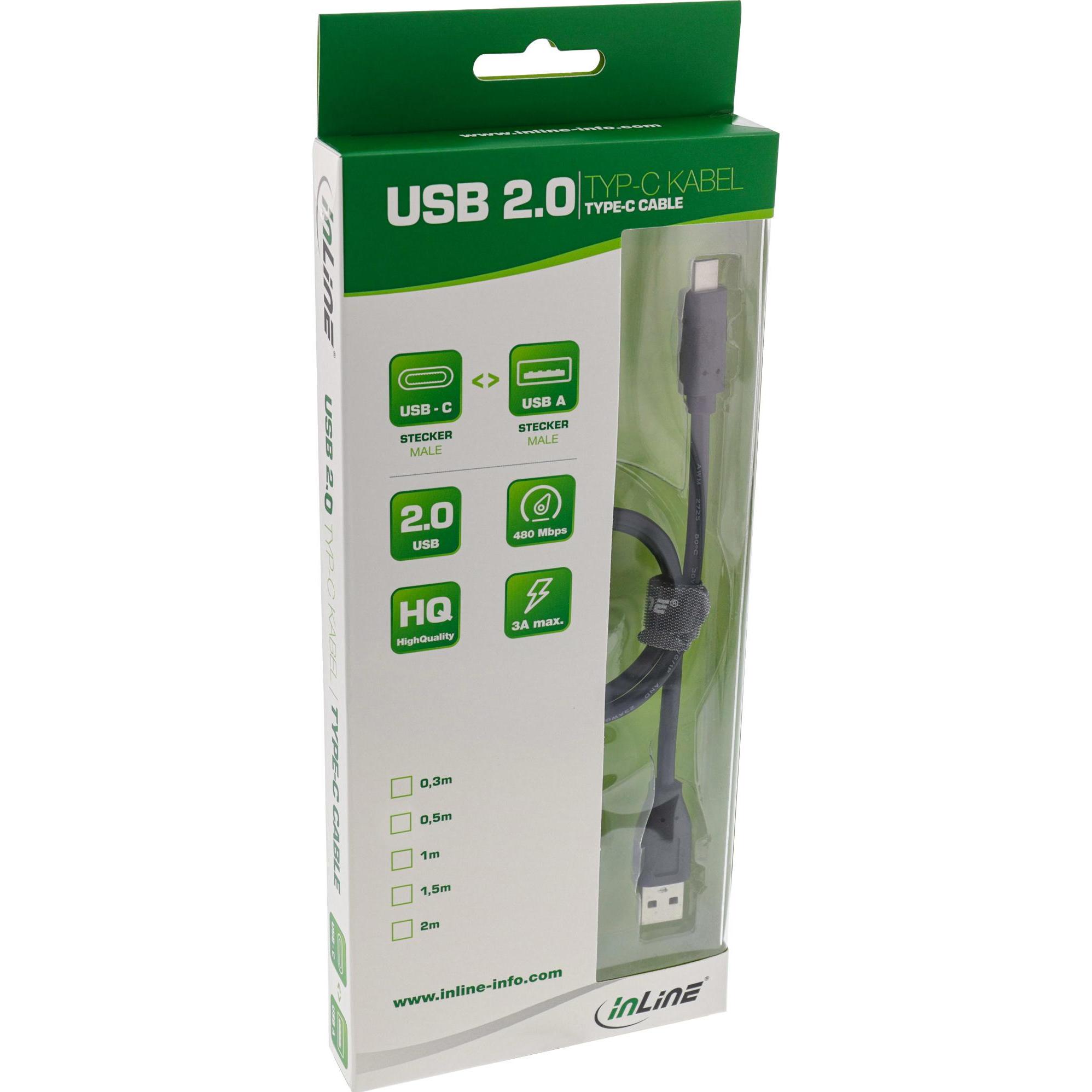 Thumbnail - InLine USB 2.0 Kabel Typ C - USB A (1.50 m, USB 2.0), USB Kabel