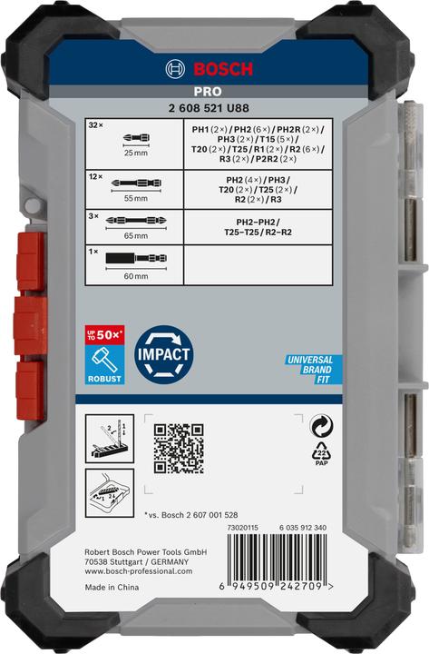 Produktbild Bosch Professional Zubehör PRO Impact Schrauberbit-Set (PH1, PH2, PH3, T15, T20, T25, PH2R)