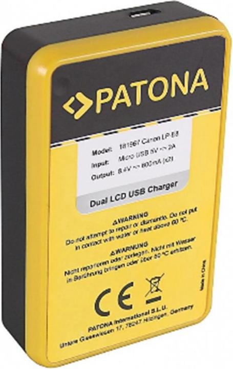 Actual product image Patona Dual LCD USB Charger Canon LP-E8 (Camera battery charger)