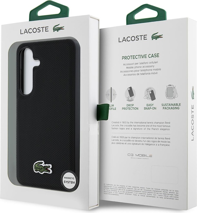 Produktbild Lacoste Case Iconic Petit Pique Woven Logo MagSafe to Samsung Galaxy S25 Plus black (Samsung Galaxy S25+)