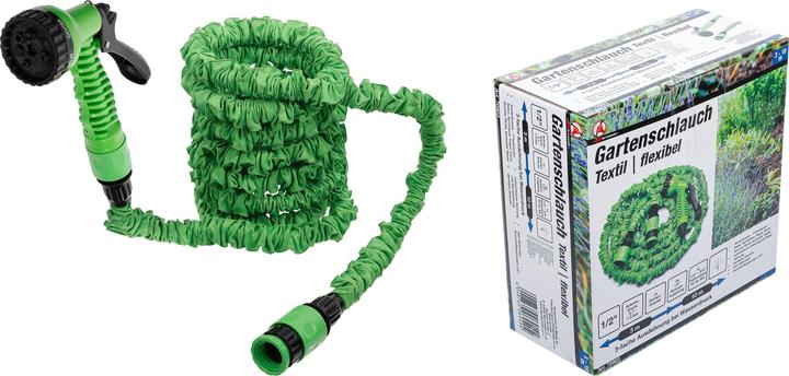 Produktbild BGS Wasserschlauch Textil flexibel mit Garten-Handbrause mit 7 Funktionen 3 - 10 m