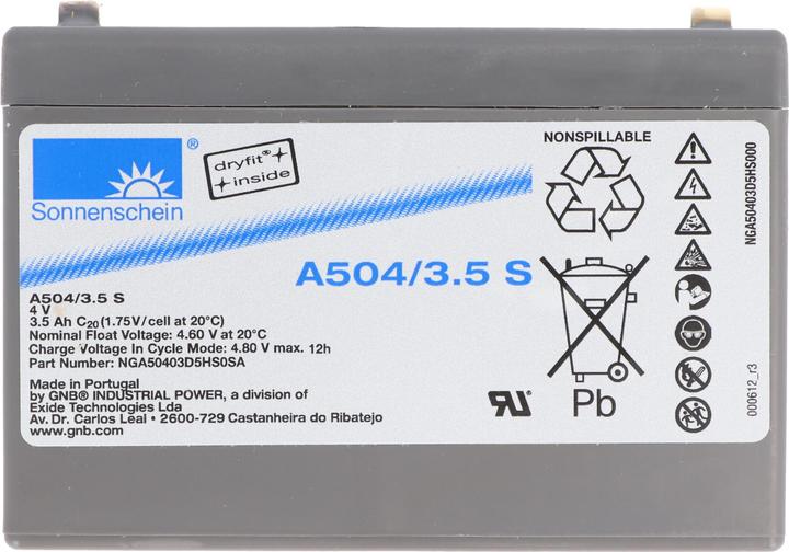 Produktbild Tadiran Sonnenschein Dryfit A504/3.5 S PB Blei-Akku Anschluss 4,8mm (4 V, 3.50 Ah)