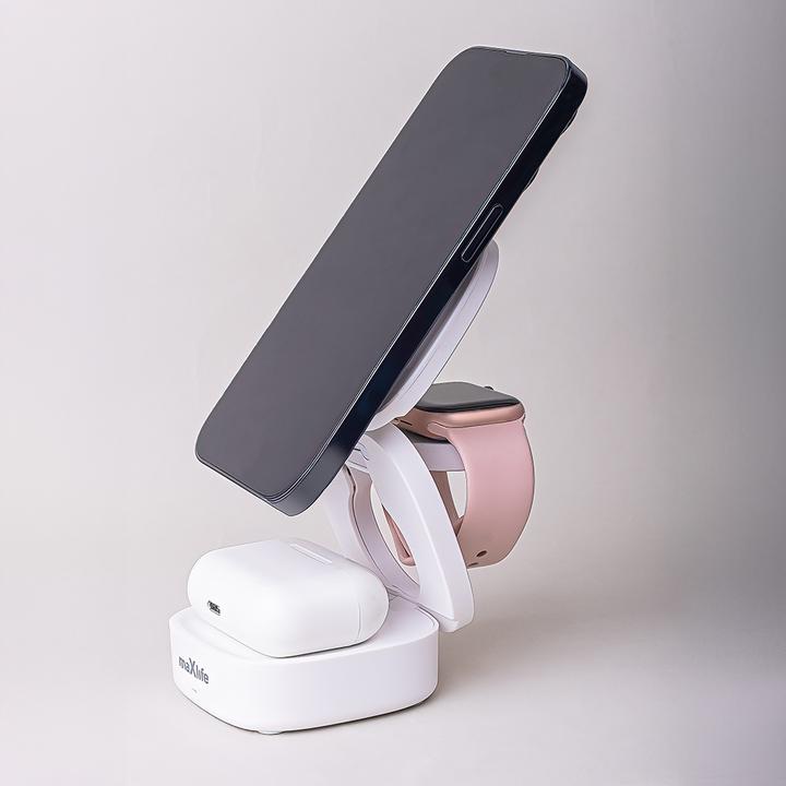 Actual product image Maxlife MXWC-06 magnetic wireless charger 15W white 3in1 (15 W)