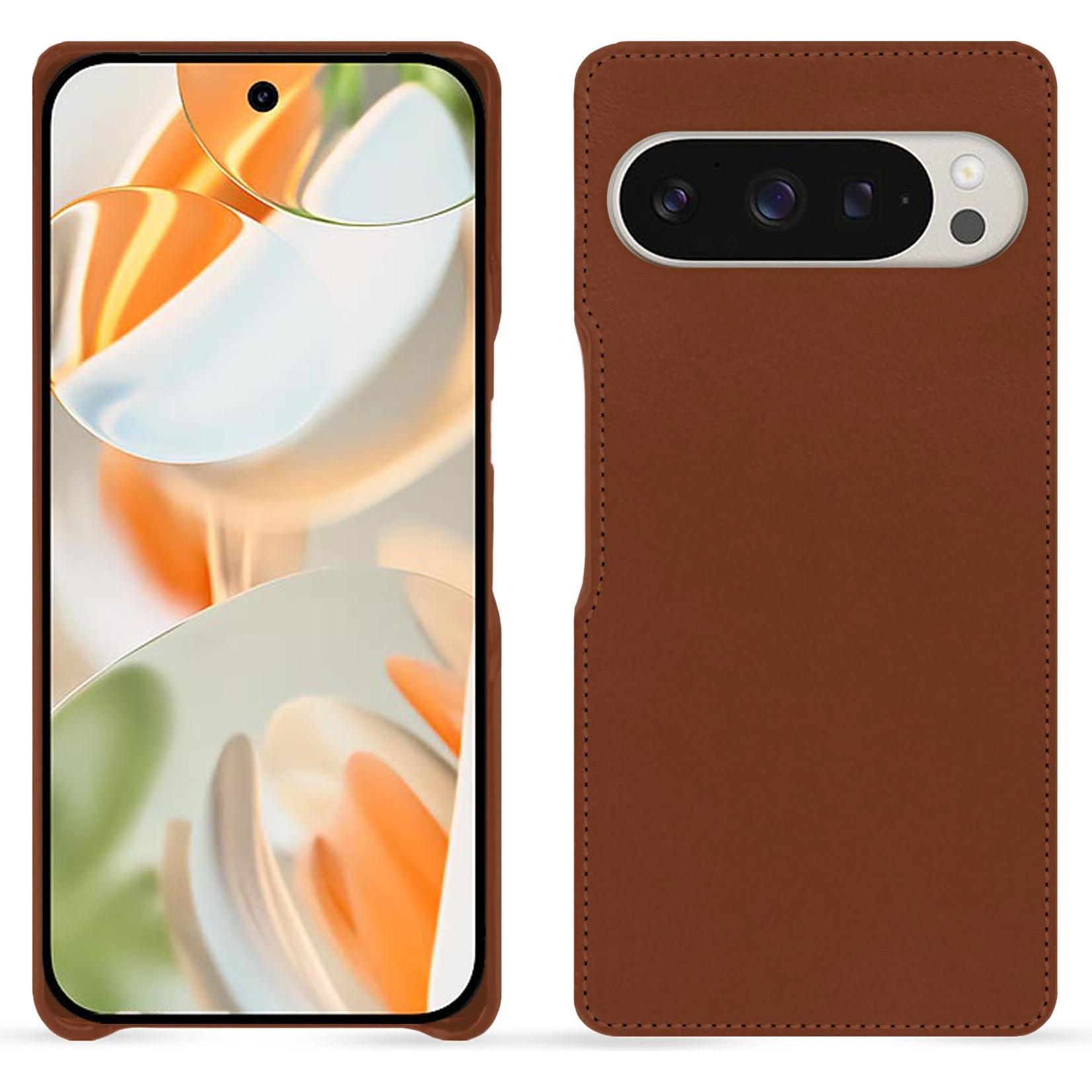 Noreve Lederschutzhülle (Google Pixel 9 Pro Fold), Smartphone Hülle, Braun