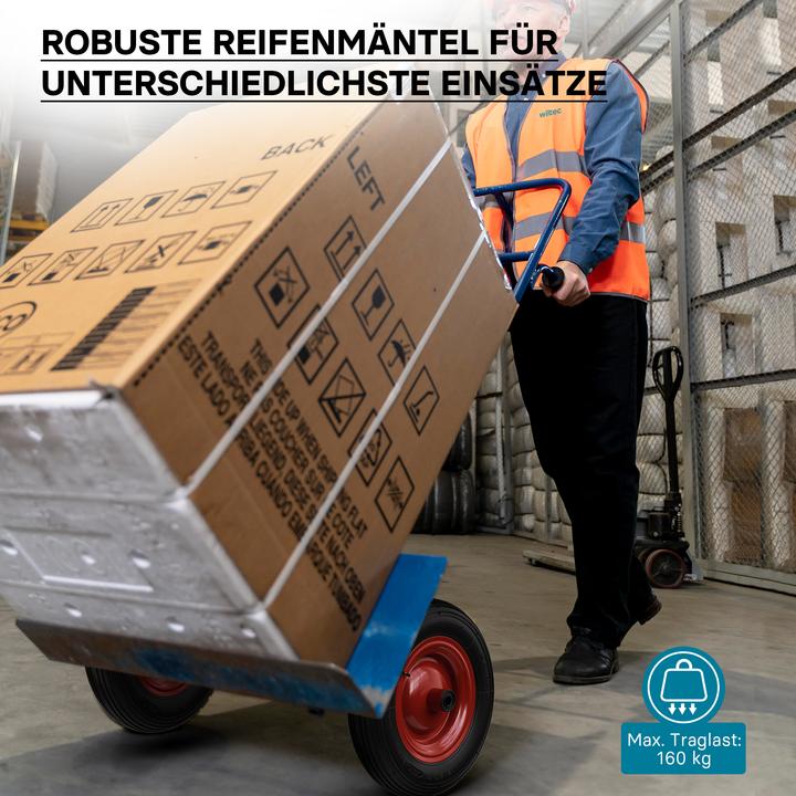 Produktbild Wiltec Rad Reifen 4.00-8 160kg Winkelventil Luftreifen Felge Ersatzrad Sackkarre