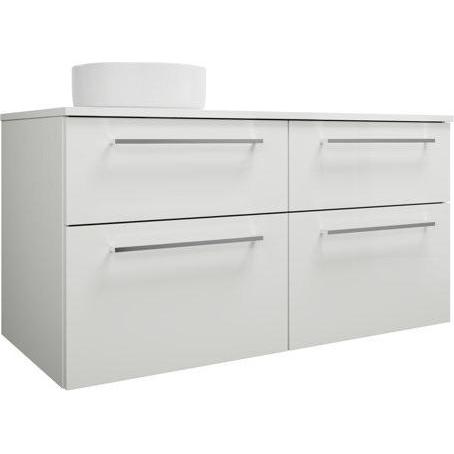 burgbad, Badmöbelset, Eqio Keramik-Aufsatzwaschtisch links, rund, inklusive Waschtischunterschrank, Breite 1200m