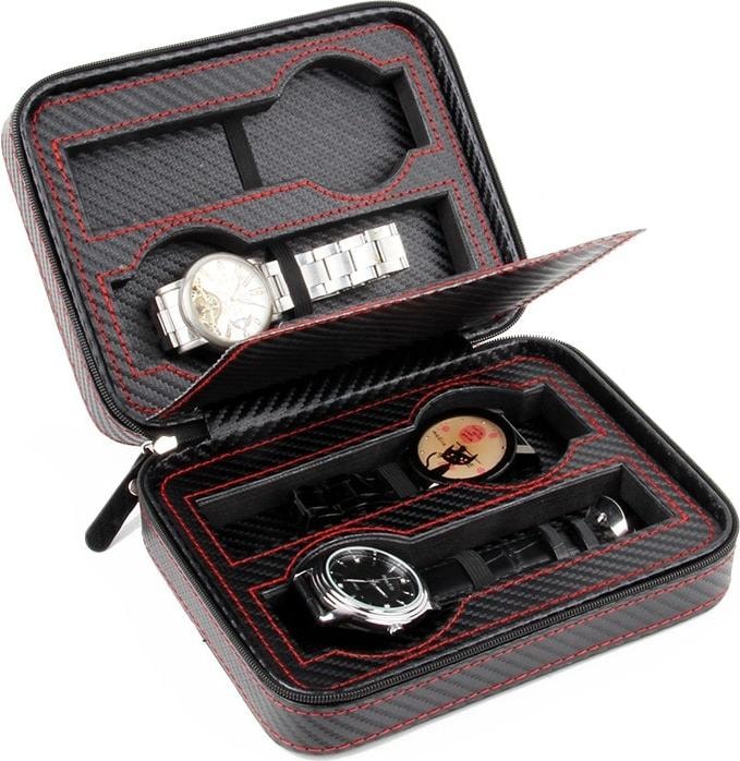 JTI Watch case in carbon fibre pattern for 4 watches