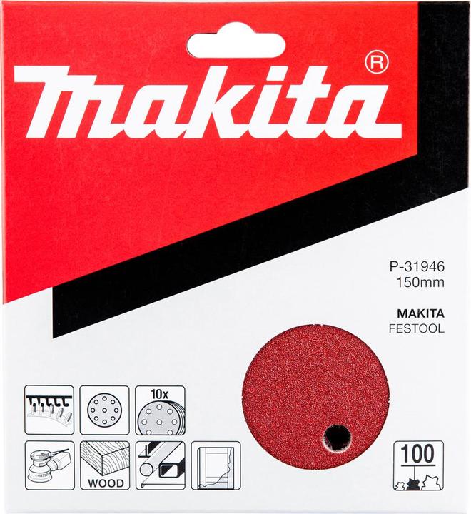 Actual product image Makita Ø 150mm sandpaper Velcro grain 100 ( 10 pieces ) (100)
