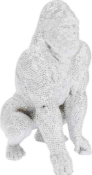 Actual product image Kare Design Deco Figurine Shiny Gorilla Silver 80cm