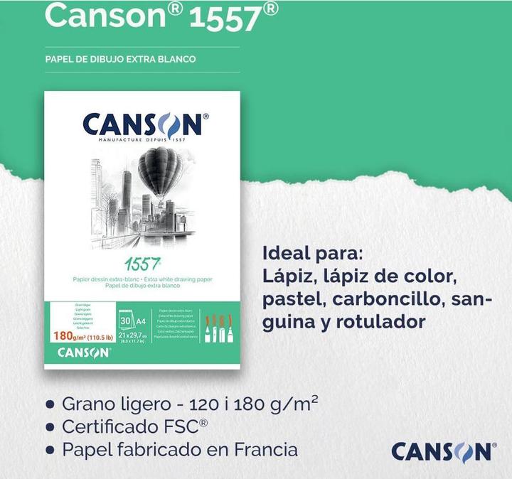 Image du produit Canson Papier pour esquisses (A4, Blanc, Couverture souple)