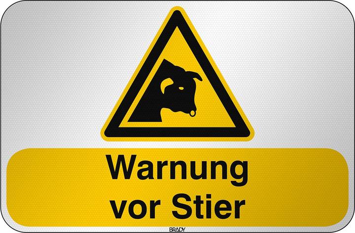 Actual product image Brady W/W034/DE396/RFL-590X390-1, ISO safety sign - Warning against bull, Laminated polyester