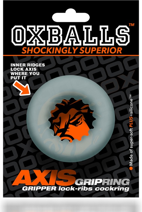 Actual product image Oxballs Axis Rib Griphold Cockring Clear Ice (5 cm)