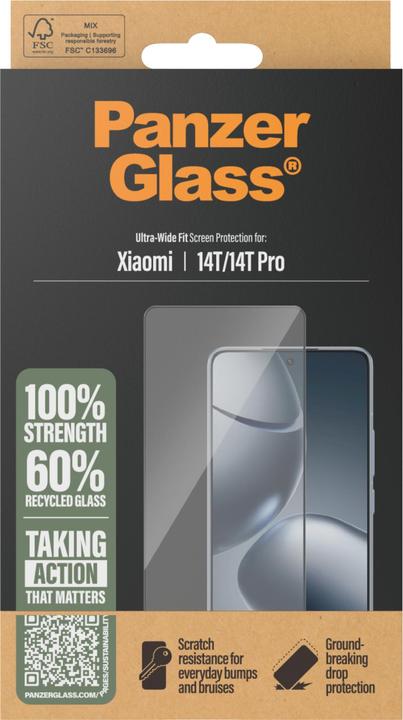 Actual product image PanzerGlass Screen Protector Xiaomi 14T | 14T Pro | Ultra-Wide Fit (1 pcs., Xiaomi 14T)