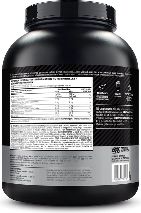 Immagine prodotto Optimum Nutrition Platinum Hydro Whey (Vaniglia, 1 pz., 1590 g)